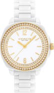 COACH Kitt Crystal Ceramic Bracelet Watch, 34mm