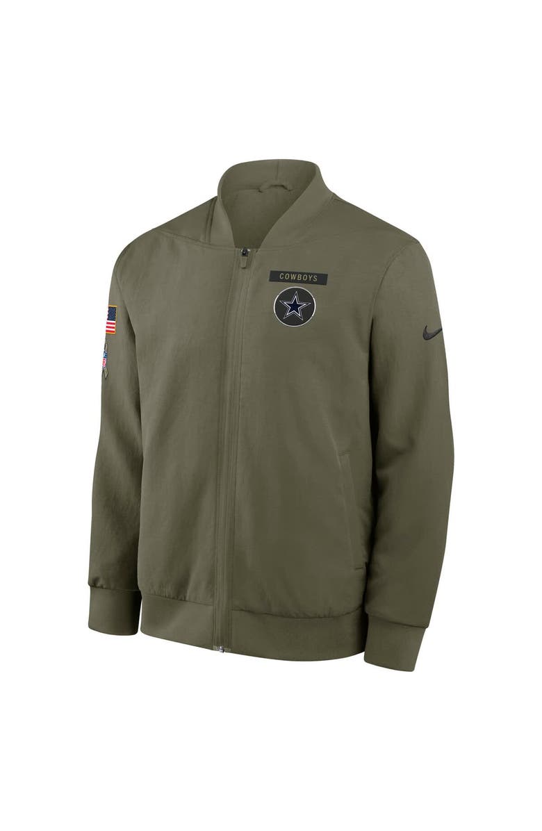 Nike Men's Nike Olive Dallas Cowboys 2025 Salute to Service Sideline Full-Zip Bomber Jacket, Alternate, color, 