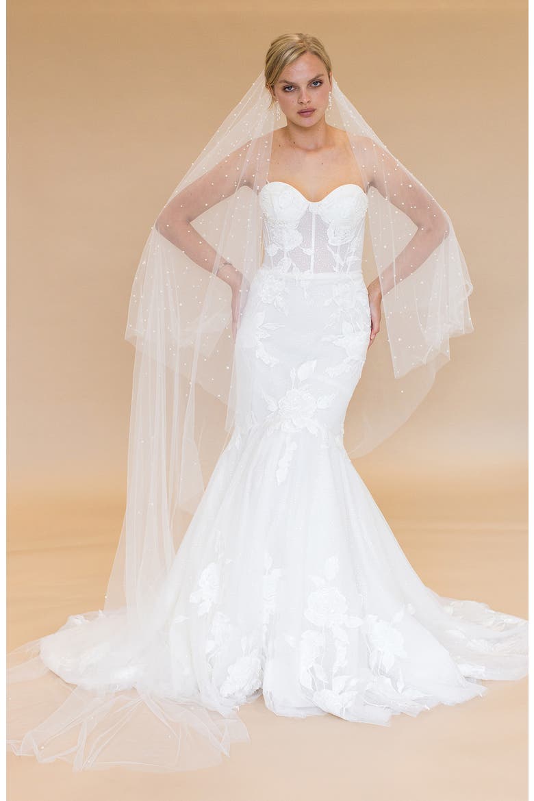Baylin Imitation Pearl Floor Length Chapel Veil (Nordstrom Exclusive), Main, color, IVORY