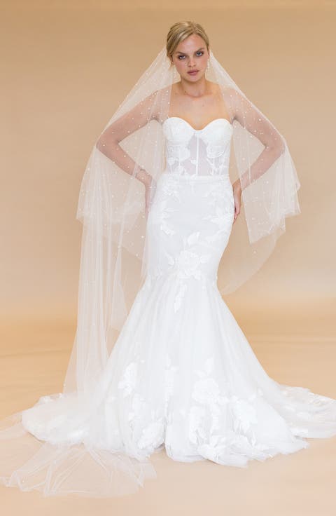 Baylin Imitation Pearl Floor Length Chapel Veil (Nordstrom Exclusive)