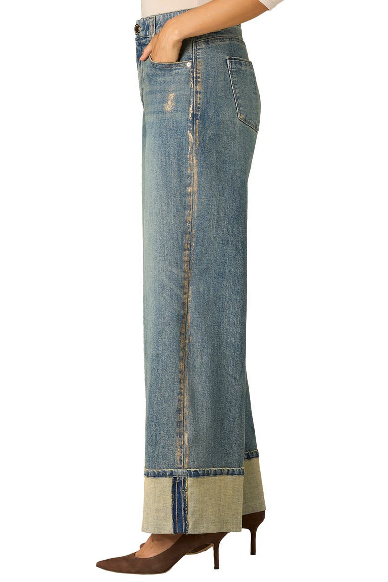 Skyrise Cuffed High Waist Wide Leg Jeans, Alternate, color, MID BLUE ARTISANAL
