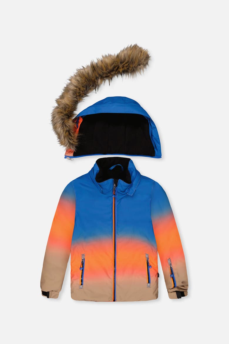 Play Gradient Jacket & Reinforced Pants Two Piece Snowsuit, Alternate, color, Blue and Orange Gradient