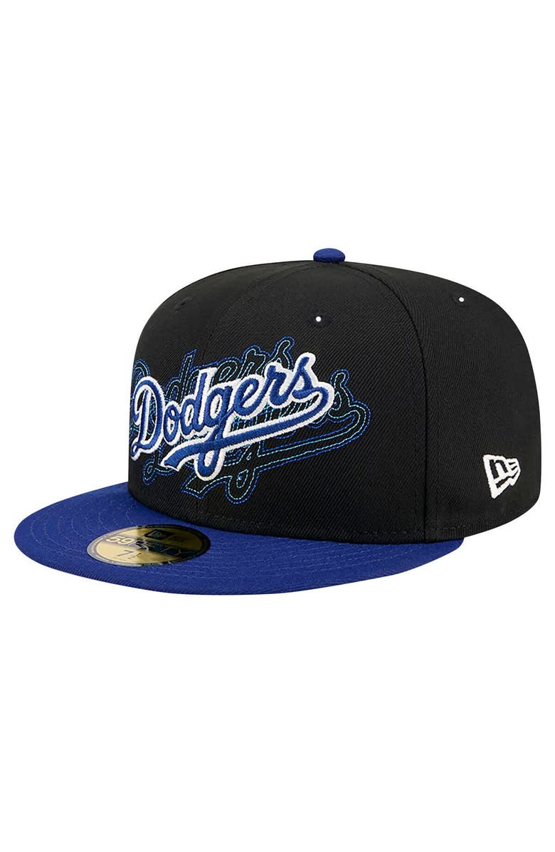 New Era Men's New Era Black Los Angeles Dodgers Shadow Stitch 59FIFTY Fitted Hat, Main, color, 