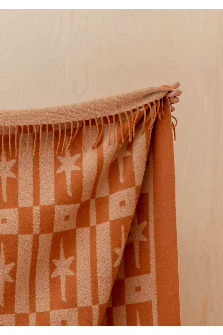 Lambswool Jaquard Throw Blanket, Alternate, color, Almond Celestial Tile