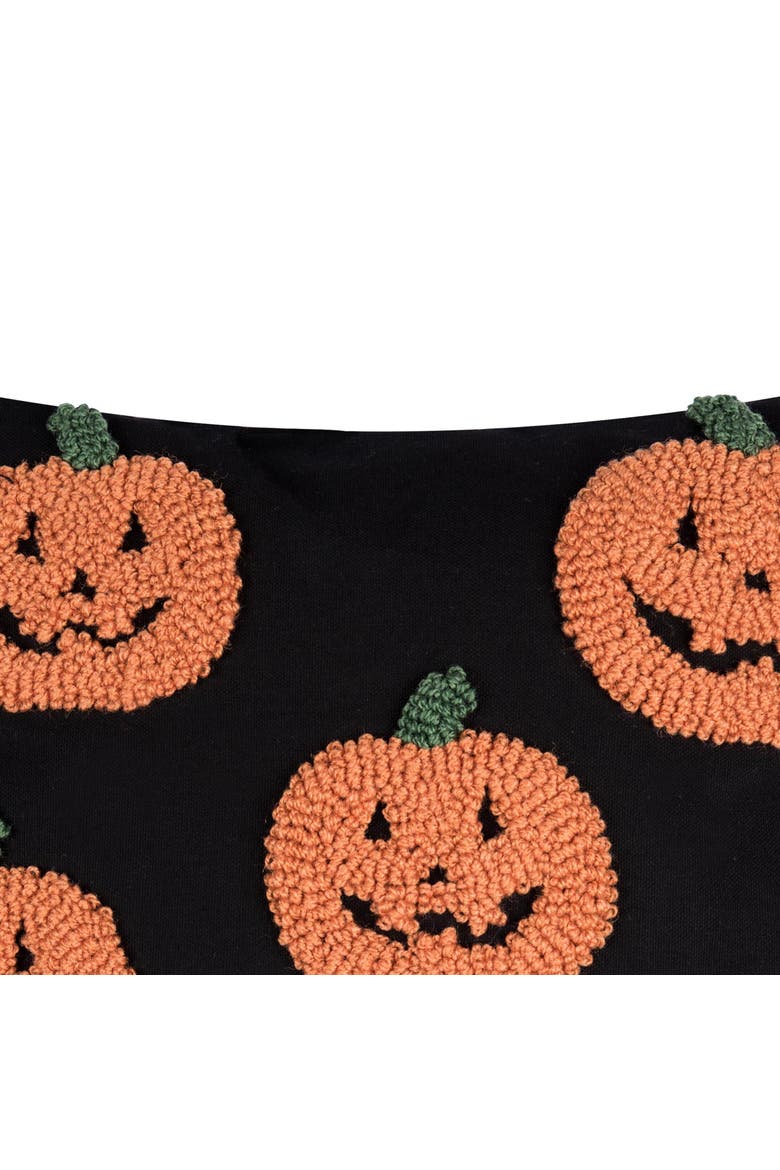 Pumpkin Party Jack O' Lanterns Hooked Halloween Accent Throw Pillow 18" x 18", Alternate, color, Orange