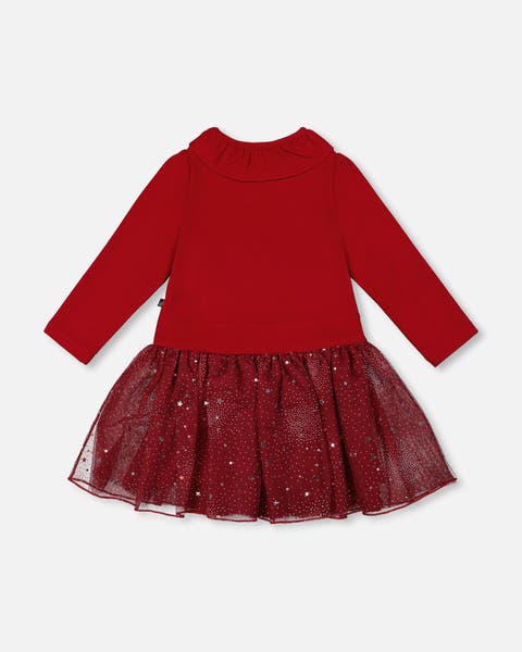 Bi-Material Dress with Glittering Skirt (Toddler & Little Kid)