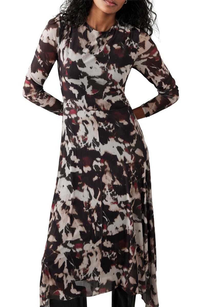 MINT VELVET Abstract Printed Midi Dress, Alternate, color, Burgundy