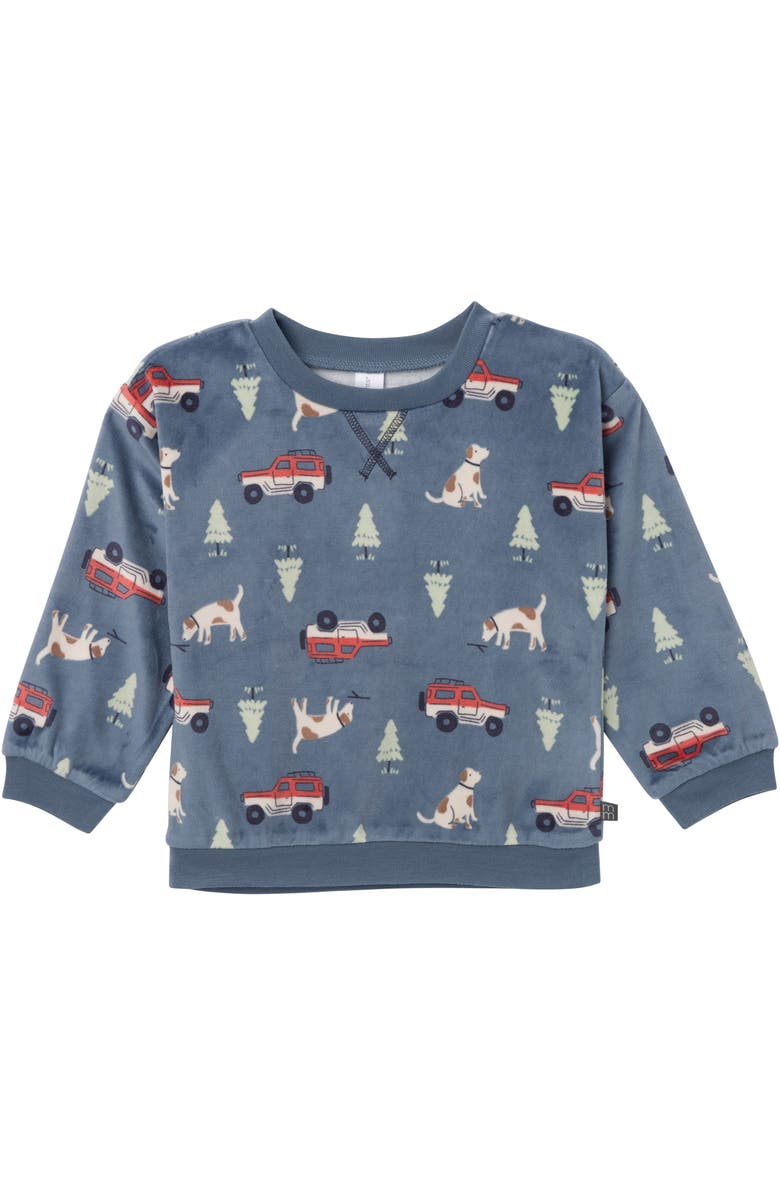 Modern Moments<sup
™</sup
 by Gerber Fleece Pajama Top 
Pant Set, Alternate, color, Blue Camp