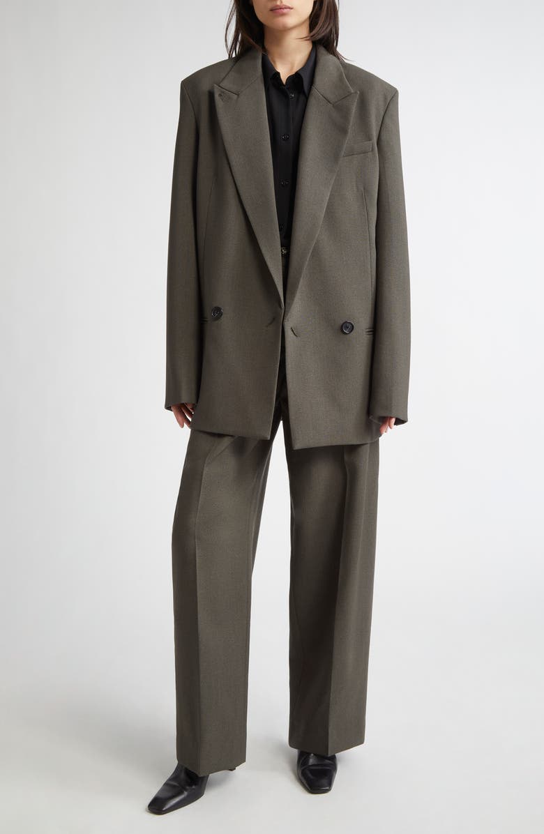 TOTEME Shield Wool Blend Blazer, Main, color, Forest