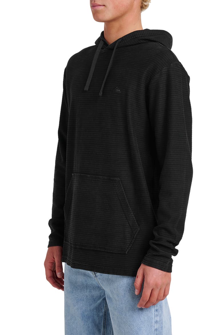 Alamitos Stripe Long Sleeve Hooded Top, Alternate, color, BLACK