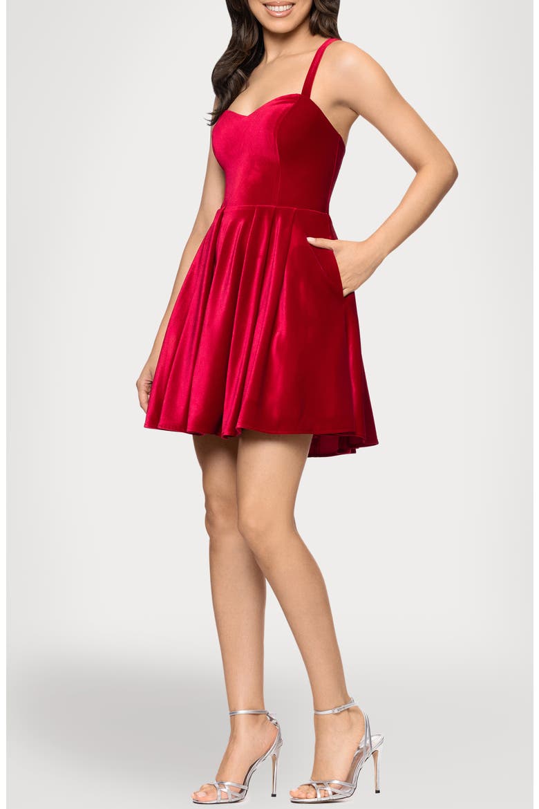 Velvet Minidress, Alternate, color, RED