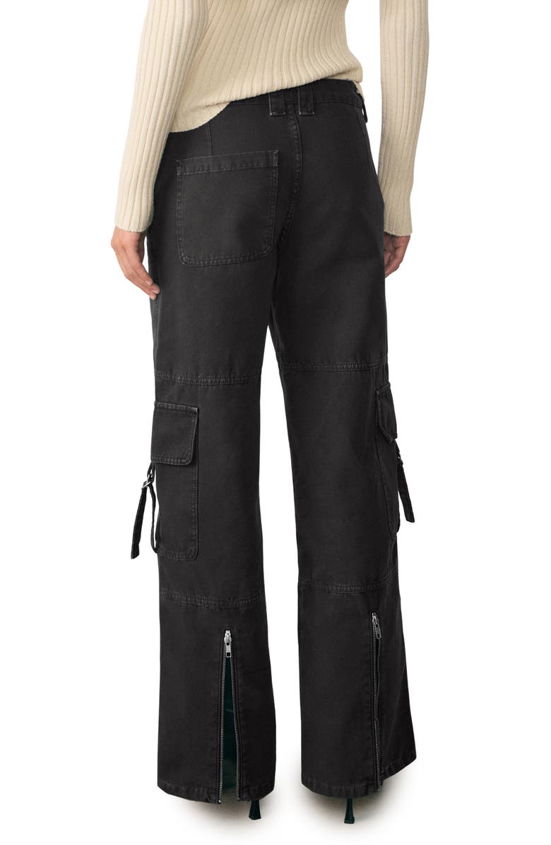 MANGO Zip Hem Straight Leg Cargo Jeans, Alternate, color,