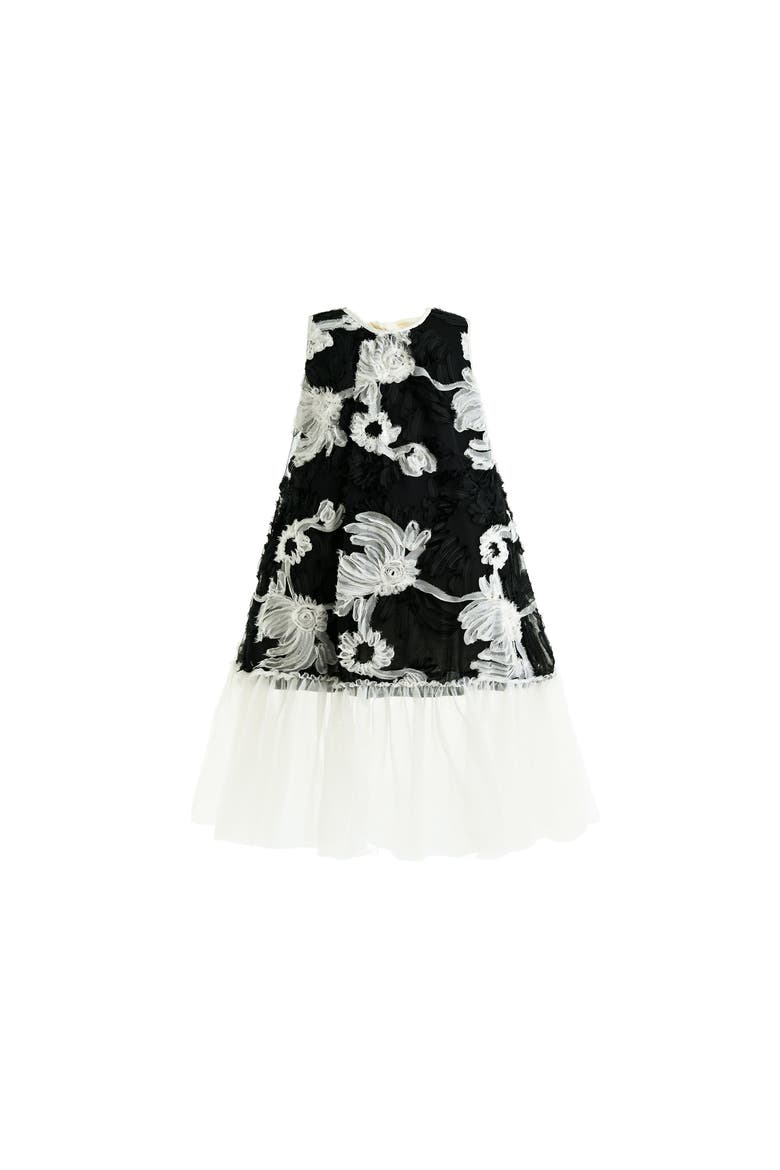 Floral Tulle Sleeveless Dress, Main, color, Black