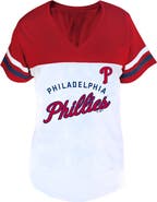 FANATICS Women's Profile White/Red Philadelphia Phillies Plus Size Two-Stripe V-Neck T-Shirt