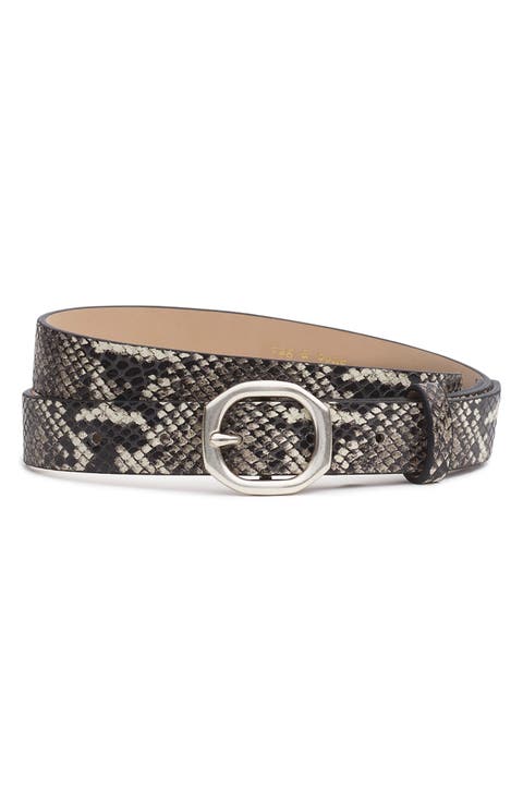 Small Audrey Snake Embossed Leather Belt