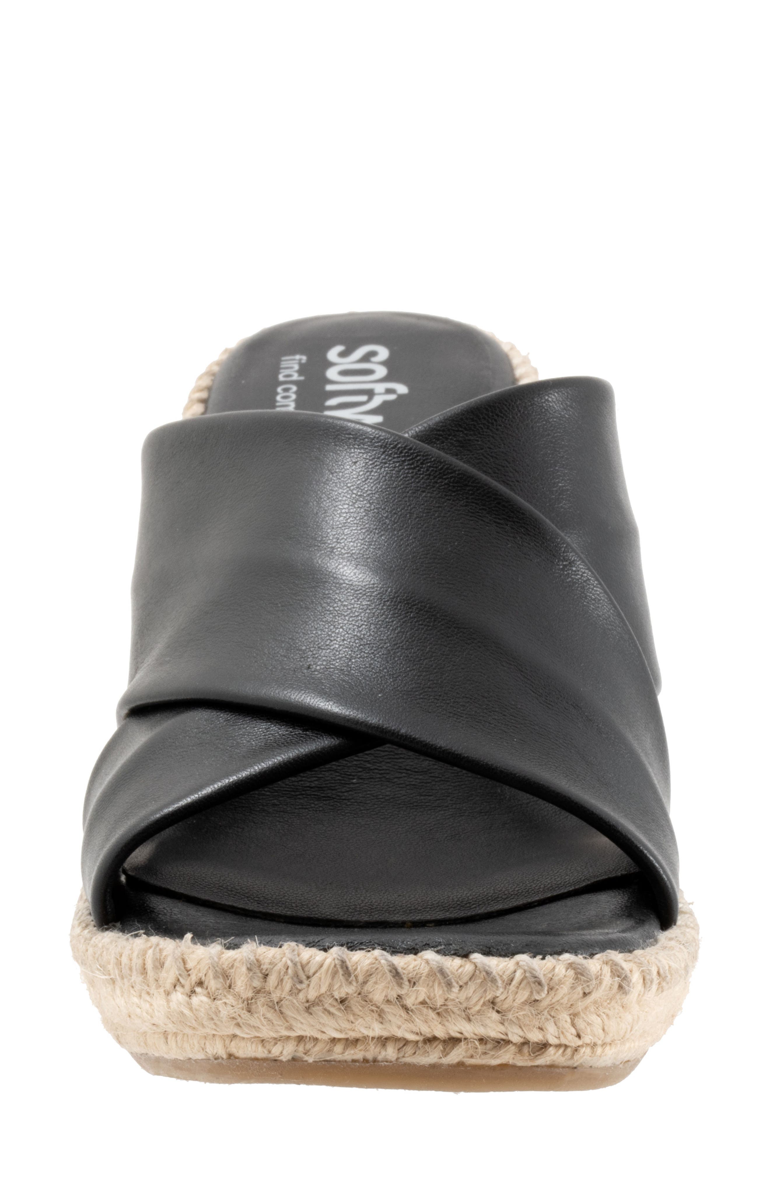 SoftWalk<sup>®</sup> Hastings Espadrille Platform Wedge Slide Sandal, Alternate, color, Black
