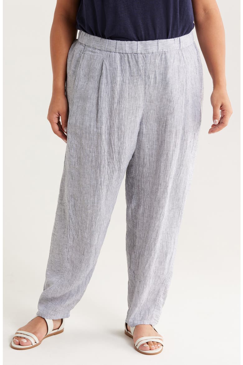 Stripe Organic Linen Lantern Pants, Main, color, INK