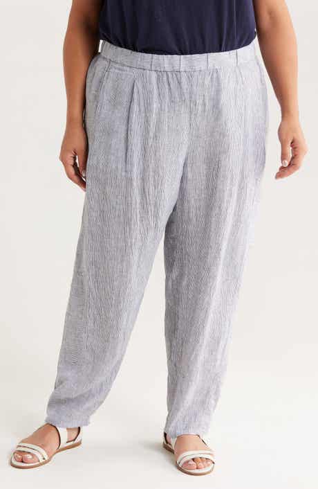 Eileen Fisher Stripe Organic Linen Lantern Pants