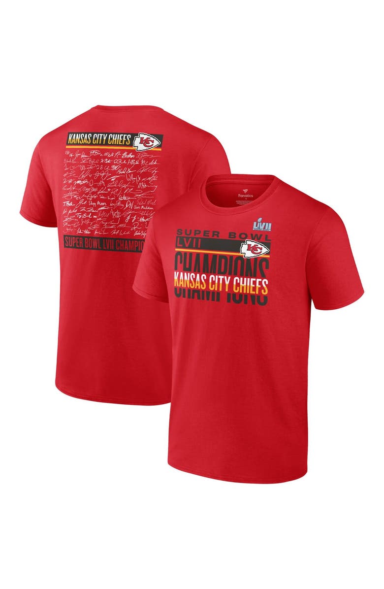 FANATICS Men's Fanatics Branded Red Kansas City Chiefs Super Bowl LVII Champions Signature Roster T-Shirt, Main, color, 