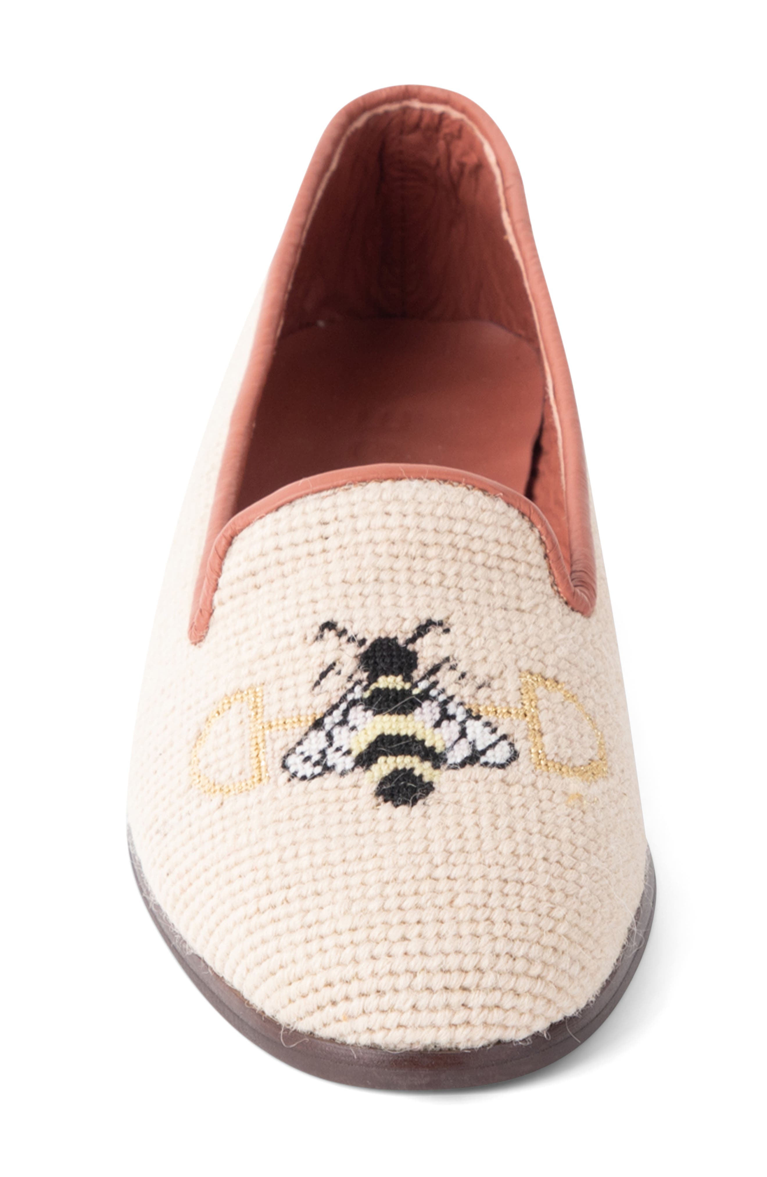 ByPaige Needlepoint Bee Flat, Alternate, color, Tan
