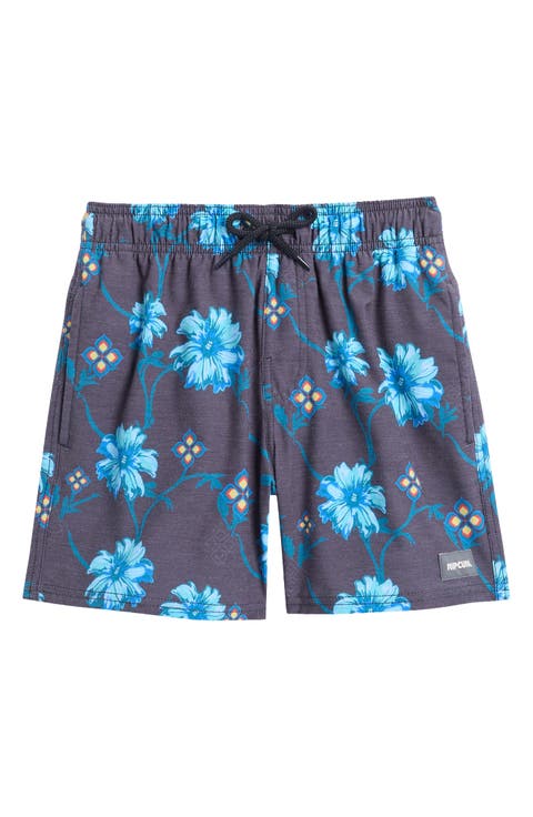 Surf Revival Floral Swim Trunks (Big Kid)