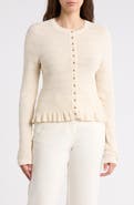 Adrianna Papell Crewneck Button-Up Cardigan