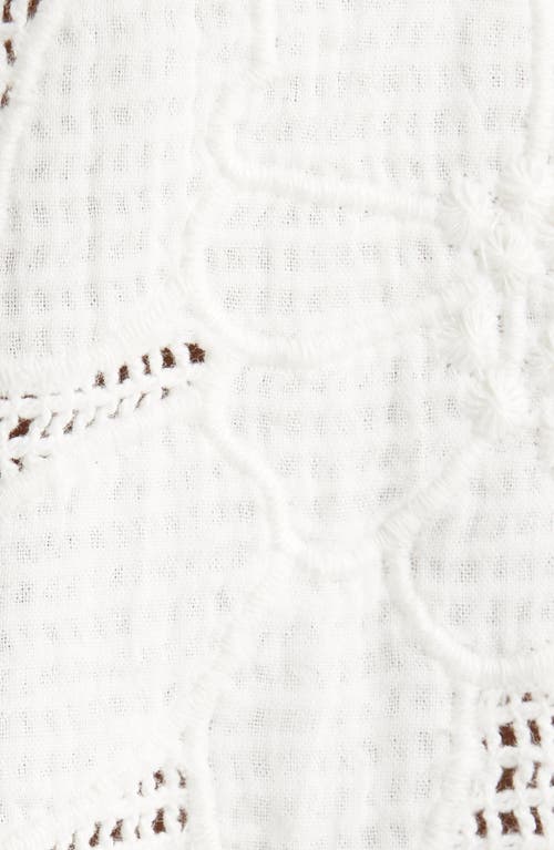 FARM RIO FARM RIO WHITE FLOWER LINEN COVER-UP SHIRT