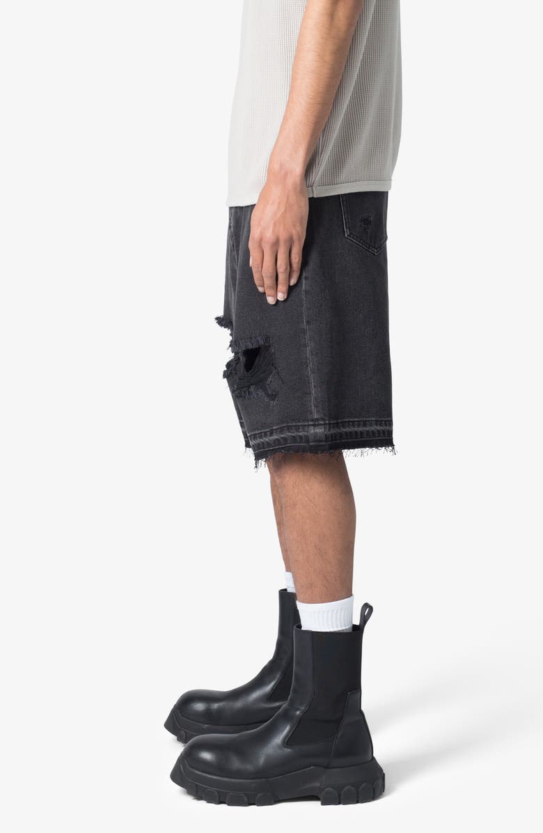 mnml Distressed Nonstretch Denim Shorts, Alternate, color, Black