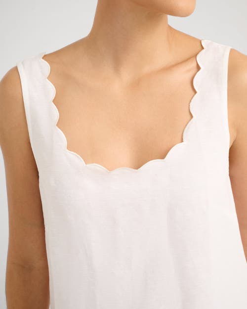 Onia Air Linen Scallop Shift Dress In White