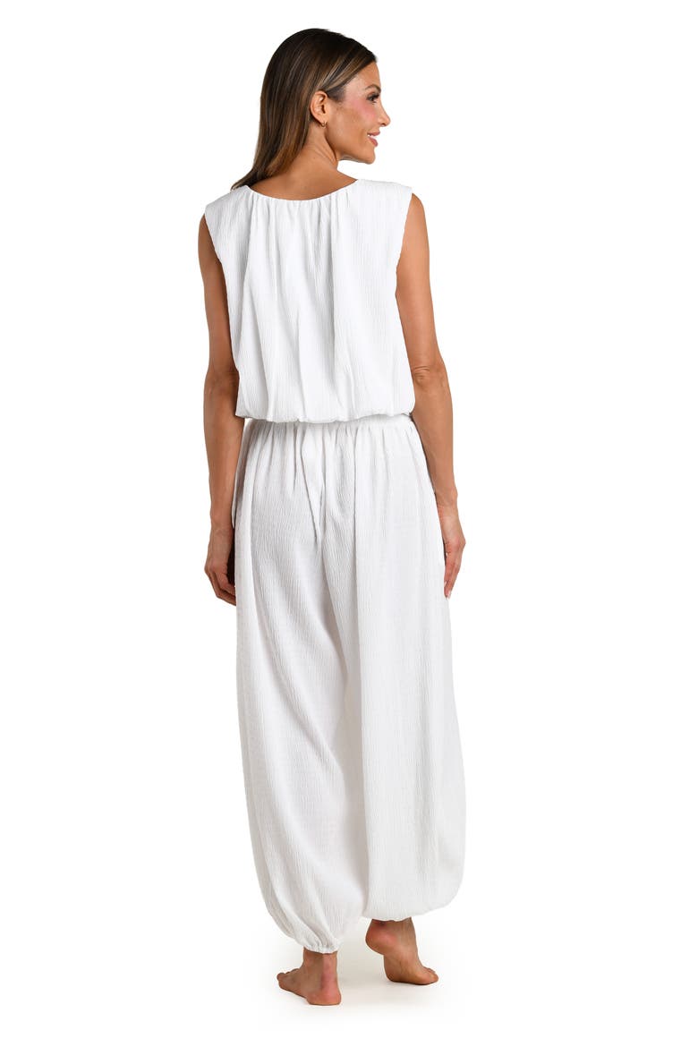 Puckered Up Sleeveless Cover-Up Top, Alternate, color, WHITE
