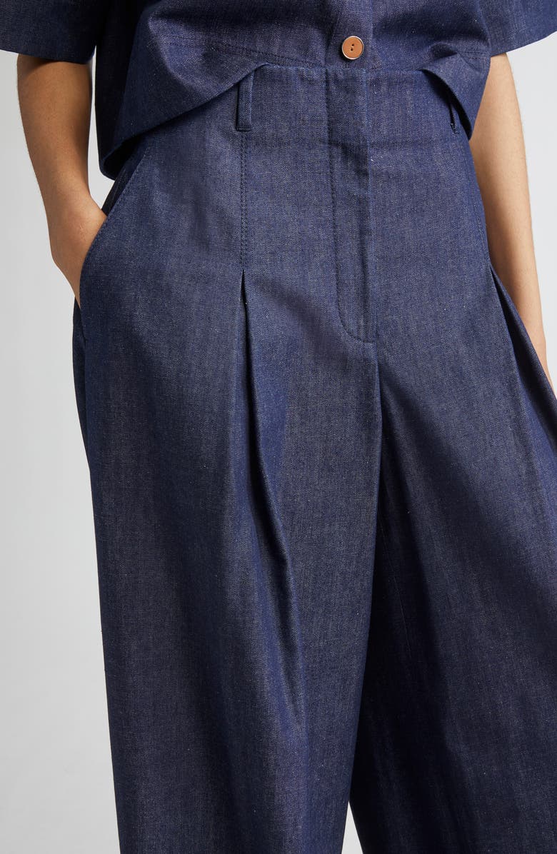 Lafayette 148 New York Warren Inverted Pleat Wide Leg Jeans, Alternate, color, Indigo
