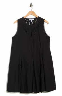 Ellen Tracy Embroidered Cotton Poplin Dress