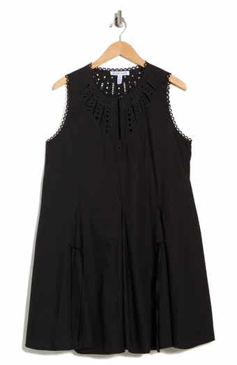 Ellen Tracy Embroidered Cotton Poplin Dress