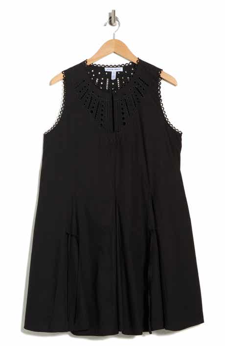 Ellen Tracy Embroidered Cotton Poplin Dress