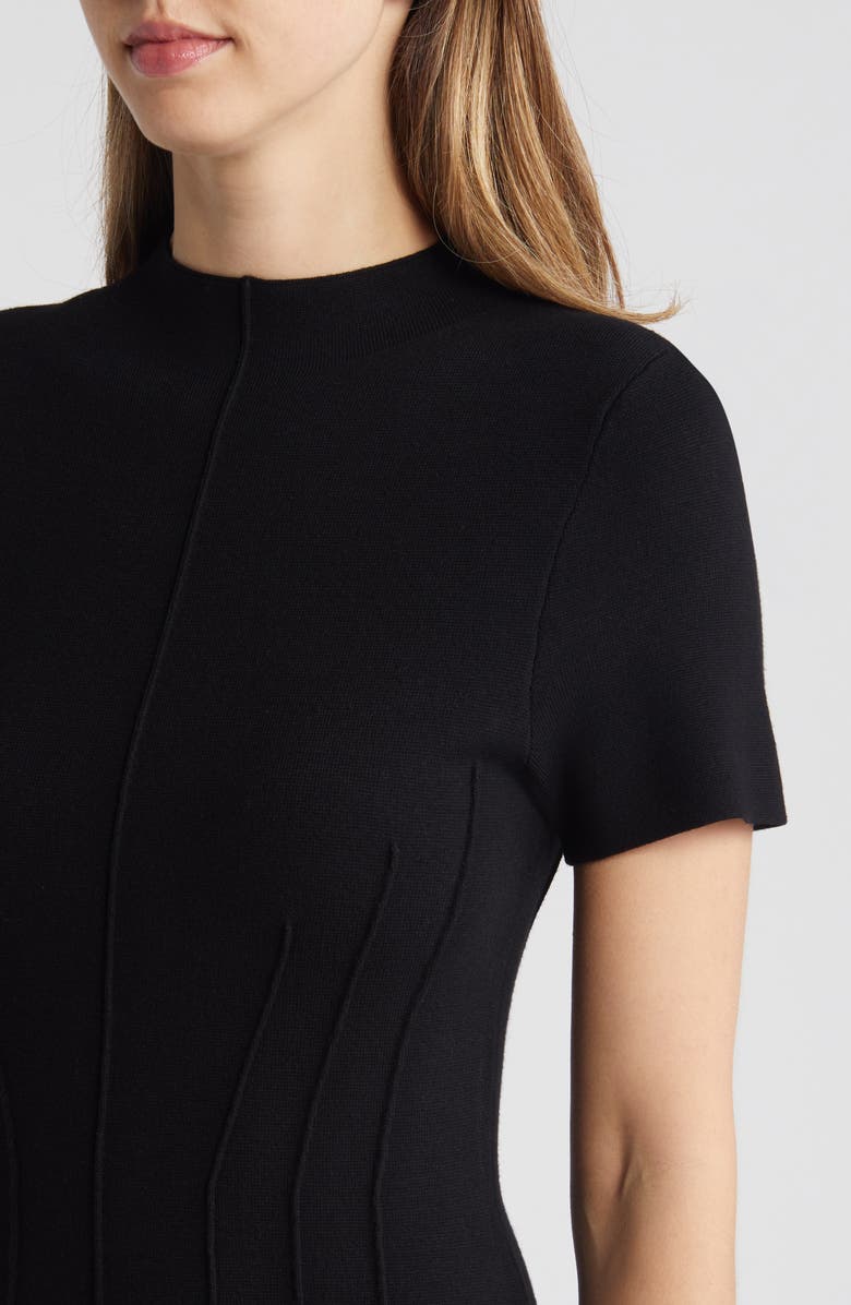 Eliza J Pintuck Fitted Sheath Dress, Alternate, color, Black