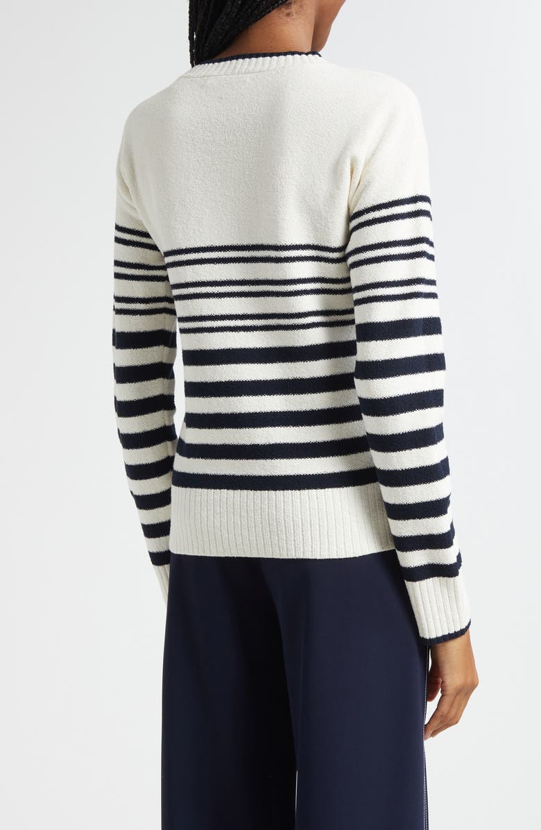Veronica Beard Rielly Stripe Crewneck Sweater, Alternate, color, Off White Navy