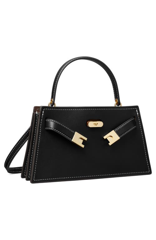 Tory Burch Petite Lee Radziwill Leather Top Handle Bag In Black