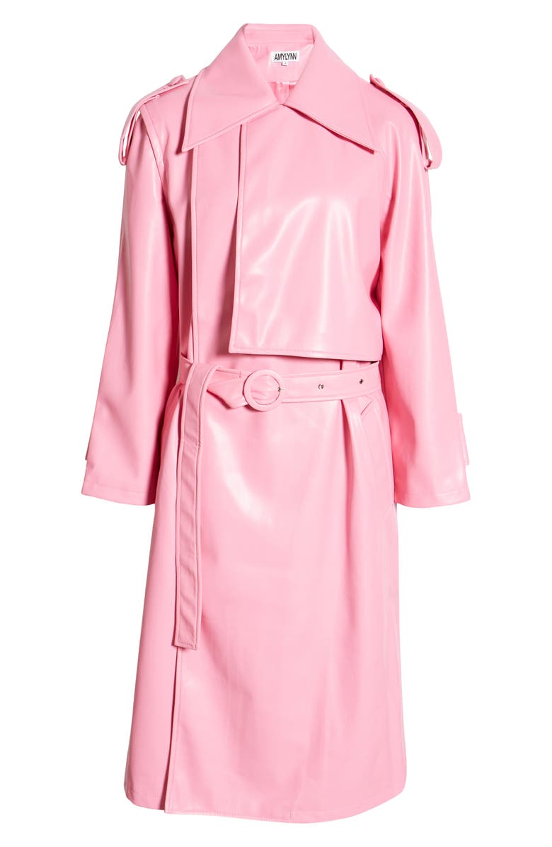 Amy Lynn Faux Leather Trench Coat, Alternate, color,