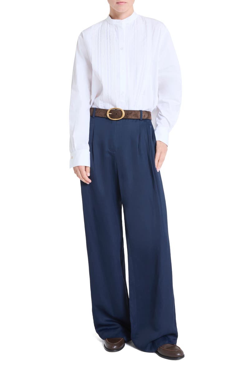 Painter Pintuck Cotton Shirt, Alternate, color, WHITE