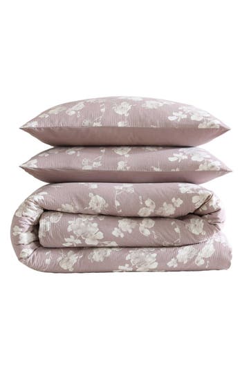 Calvin Klein Home Eternity Floral Reversible Cotton Gauze Comforter Cover & Shams Set In Pastel Pink
