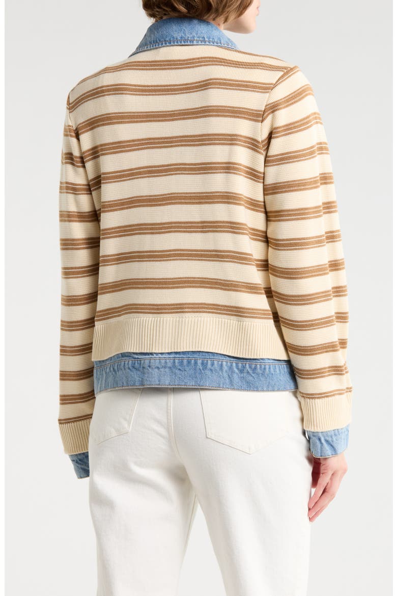 Stripe Mixed Media Jacket, Alternate, color, IVORY/ CARAMEL LATTE