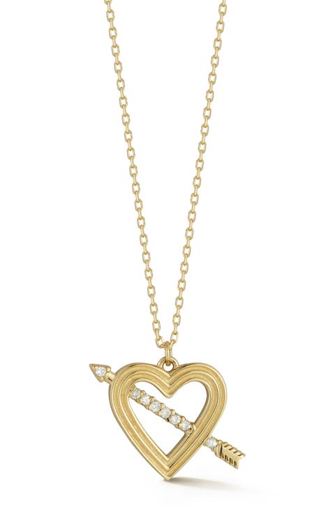 14K Gold Diamond Heart Pendant Necklace