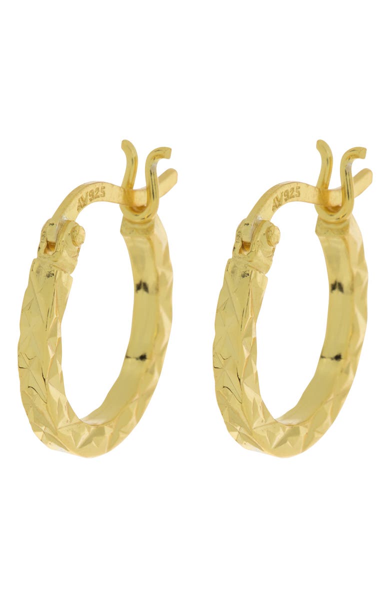 Argento Vivo Sterling Silver 18K Gold Plated Sterling Silver Diamond Cut Hoop Earrings, Main, color, 