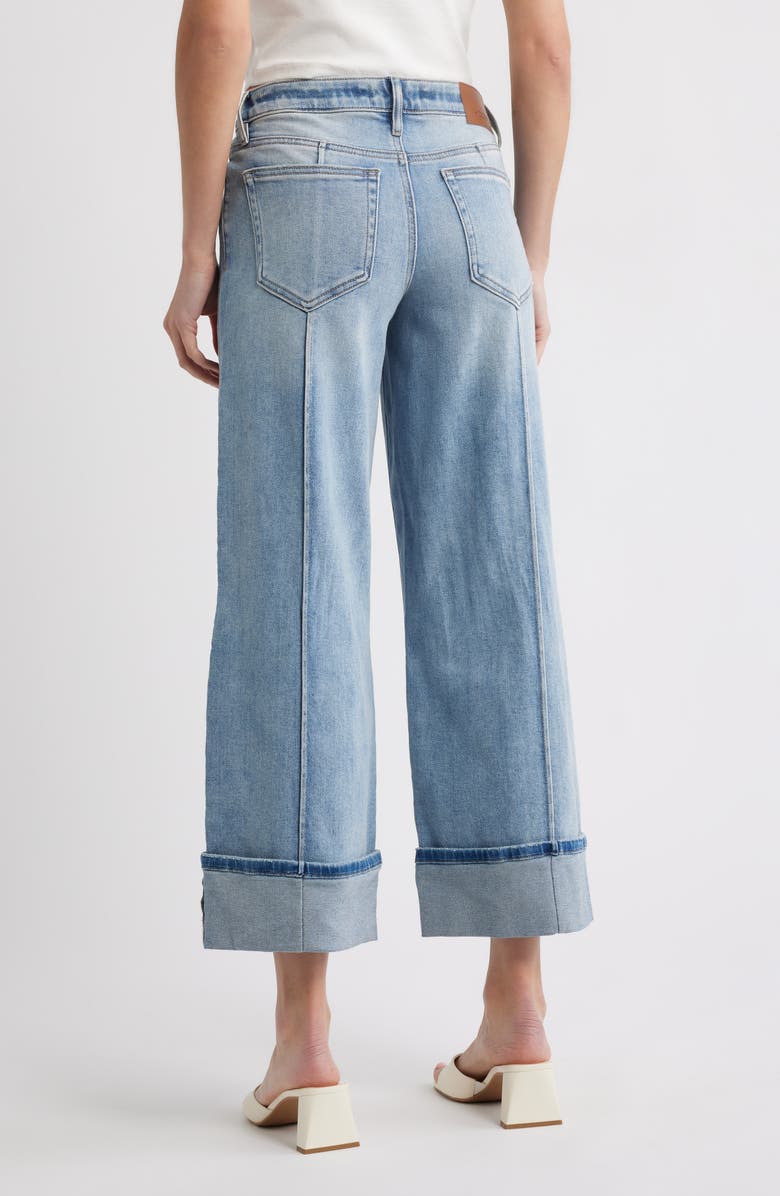 HIDDEN JEANS Pintucked Cuffed Wide Leg Jeans, Alternate, color, Medium Wash