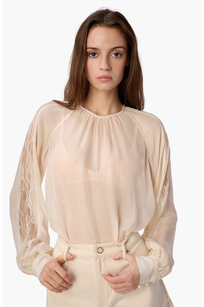 Milagros Silk Top, Alternate, color, BONE