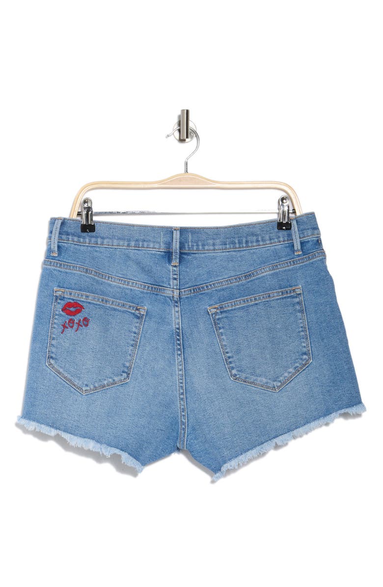 Driftwood Goldie x Love Notes Embroidered Cutoff Denim Shorts, Alternate, color,
