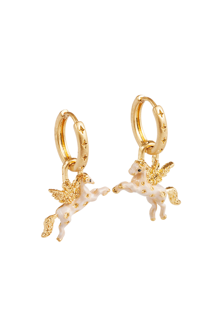 Pegasus Huggie Earrings, Alternate, color, Gold