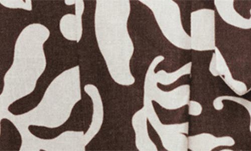 Mango Print Wide Leg Linen Blend Jumpsuit In Brown
