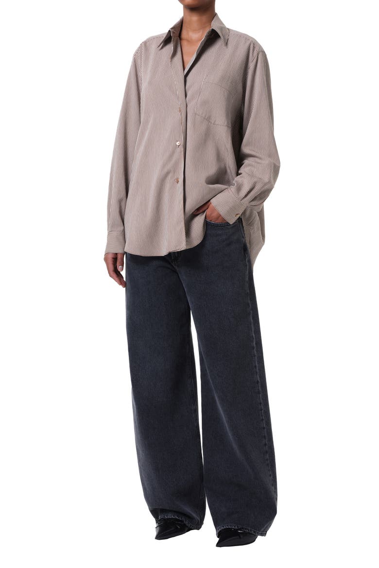 Aris Stripe Asymmetric Button-Up Shirt, Alternate, color, JAKARTA STRIPE