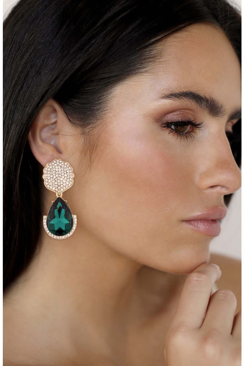 Pavé Statement Earrings, Alternate, color, GREEN